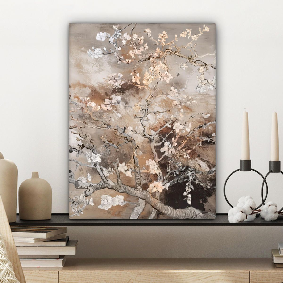 LEINWANDBILD Mandelblüte - Kunst - Van Gogh - Beige - Abstrakt 30x40 cm - Braun, Textil (30/40cm) - MuchoWow