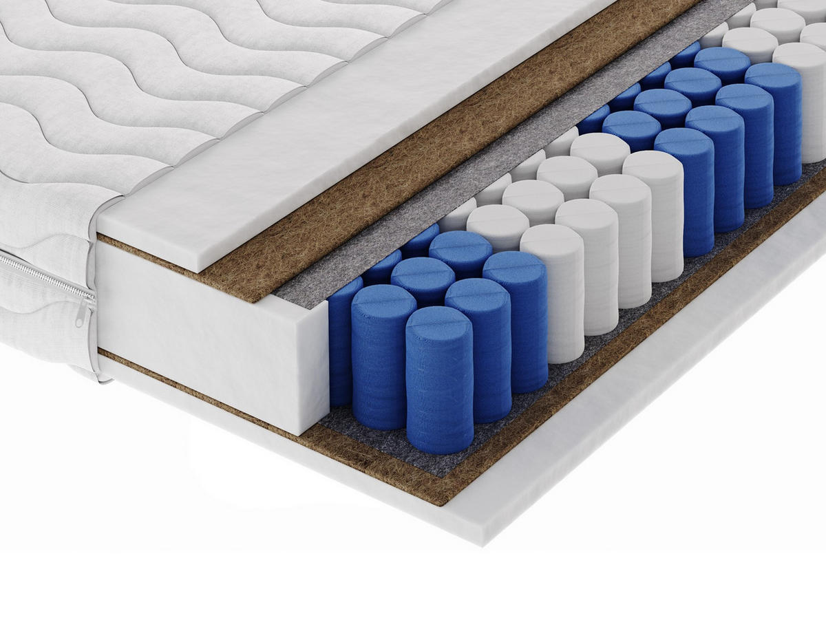 TASCHENFEDERKERNMATRATZE DROVEN 200x200, H4, Höhe ca.: 20 cm - Weiß, Textil (200/200cm) - MASSENO