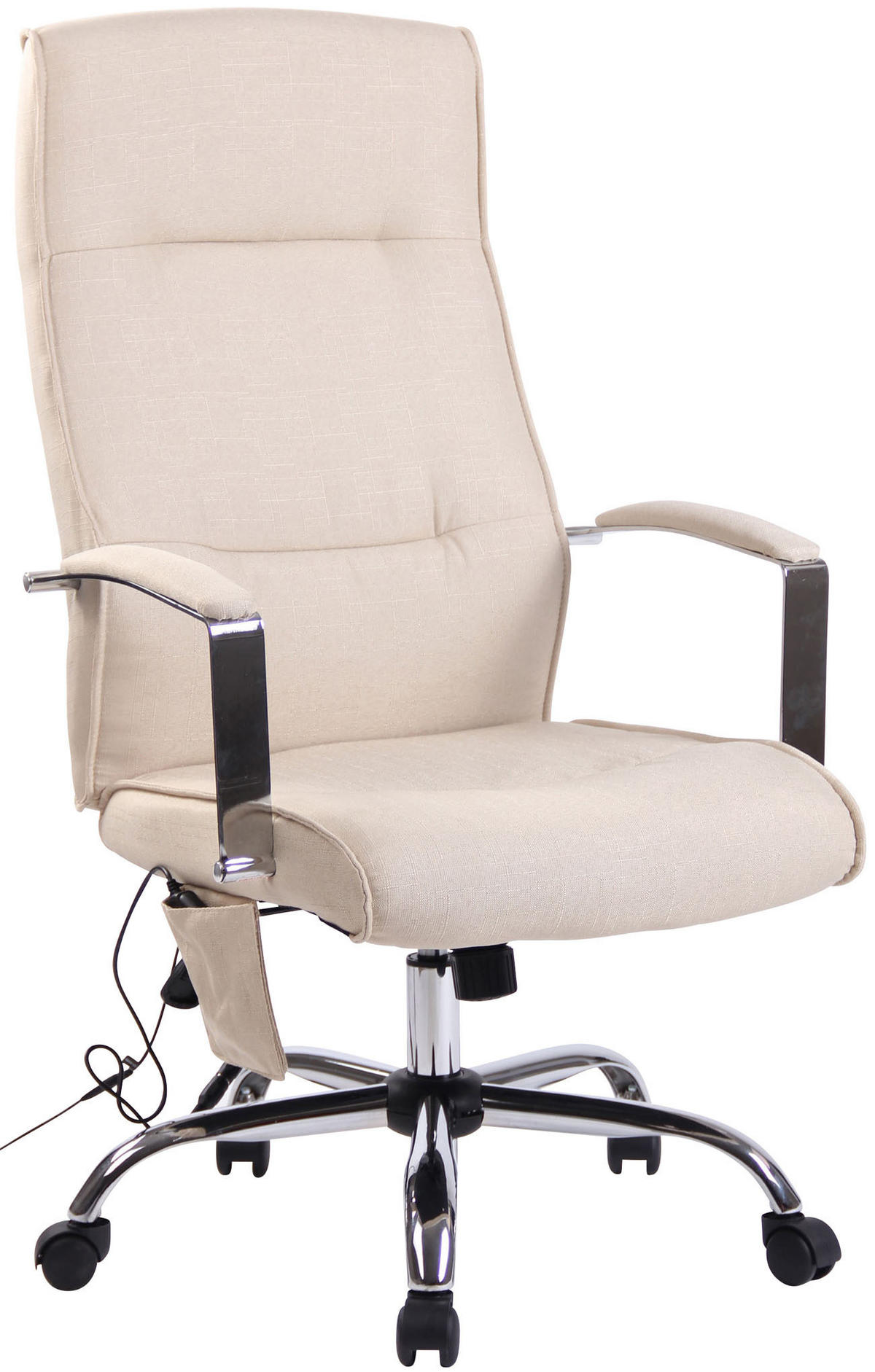 CHEFSESSEL Stoff Creme - Chromfarben/Creme, Textil/Metall (63/114/72cm) - CLP