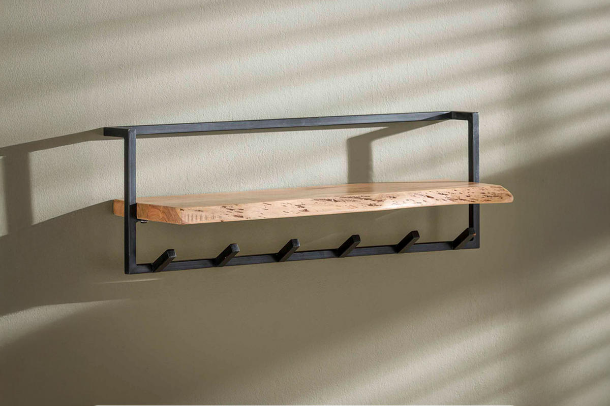GARDEROBE NEREA Schwarz Akazie - Schwarz, Metall (100/32/25cm) - KAWOLA