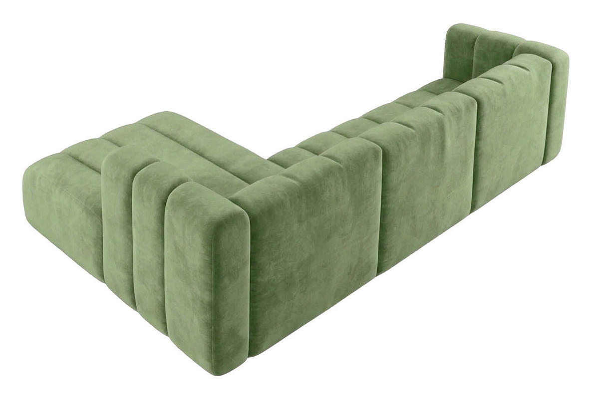 ECKSOFA Modulares In L-Form, Velvet-Stoff Riviera, Olive, Links, GRAND 318 cm - Olivgrün, Holz (318/179cm) - Kaiser Möbel