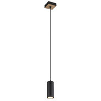 HÄNGELEUCHTE Holzoptik Schwarz Zylinder 2er Set - Schwarz, Metall (9/9/120cm) - Globo Lighting
