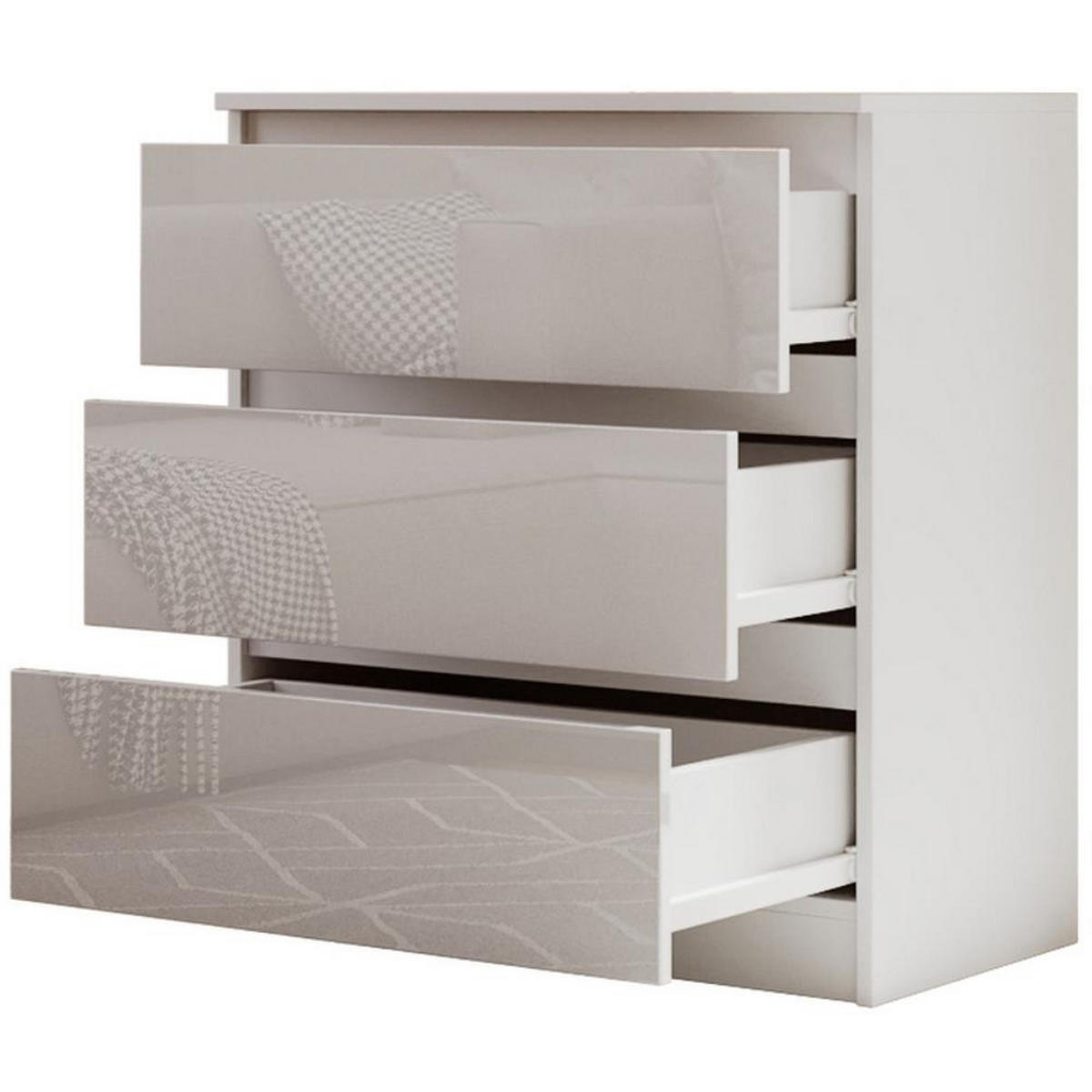 KOMMODE Lemon 70 cm mit drei Schubladen weißglanz - Weiß Hochglanz, Holzwerkstoff (70/78.5/39cm) - Beautysofa