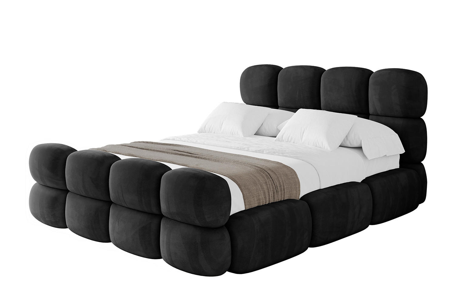 POLSTERBETT mit Bettkasten, Fußteil und Lattenrost, Boxbett ohne Matratze - NOMA-Z 140x200 Schwarz - Schwarz, Holzwerkstoff/Textil (140/200cm) - ALTDECOR