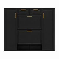SCHUHSCHRANK Schwarz 120/24/107 cm - Schwarz, Holzwerkstoff (120/107/24cm) - PANGIVO
