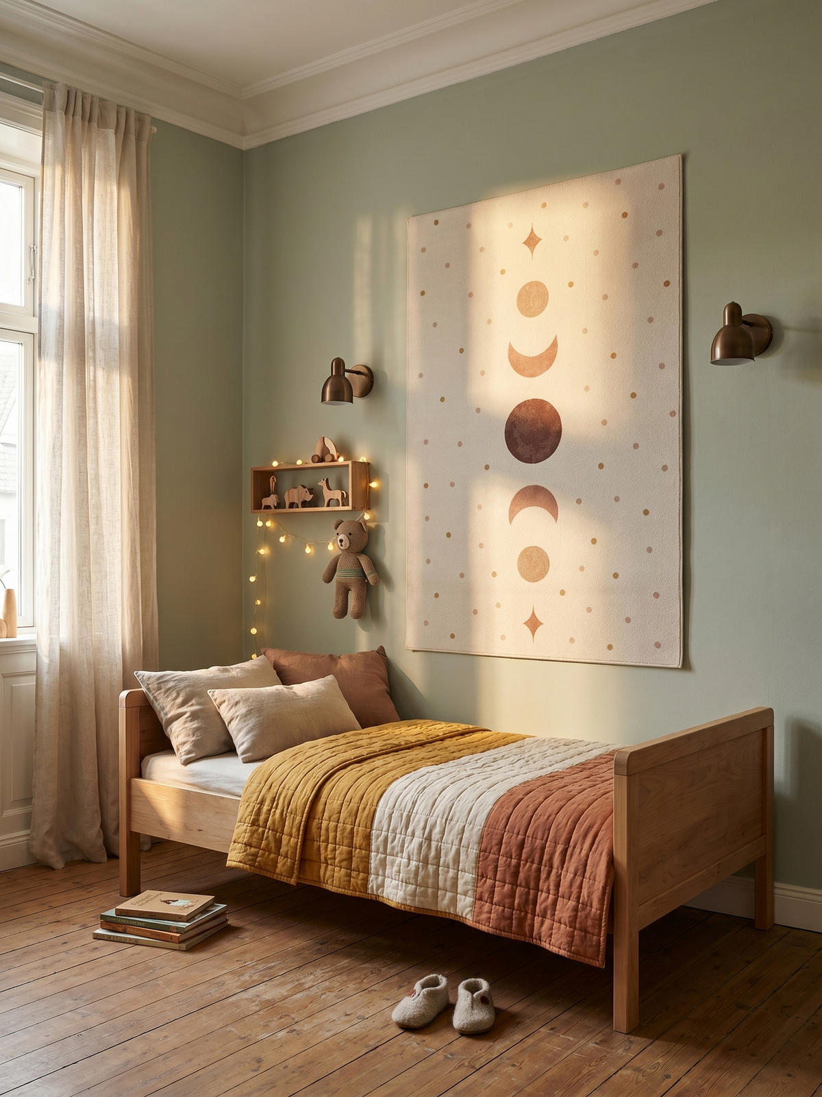 TEPPICH Kurzflor Waschbar TINO in Creme, mit Mondphasen-Motiv, 120 x 170 cm - Beige, Textil (170/120cm) - KADIMA DESIGN