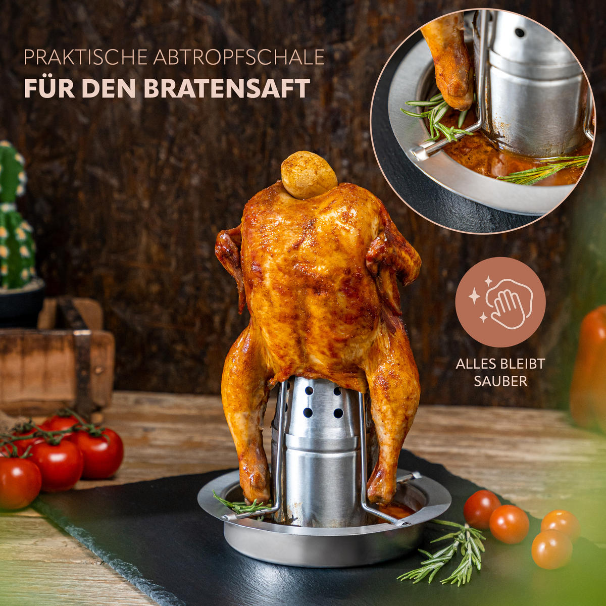 HÄHNCHENGRILLER, silber, Edelstahl - Edelstahlfarben, Metall (18/23/18cm) - bremermann