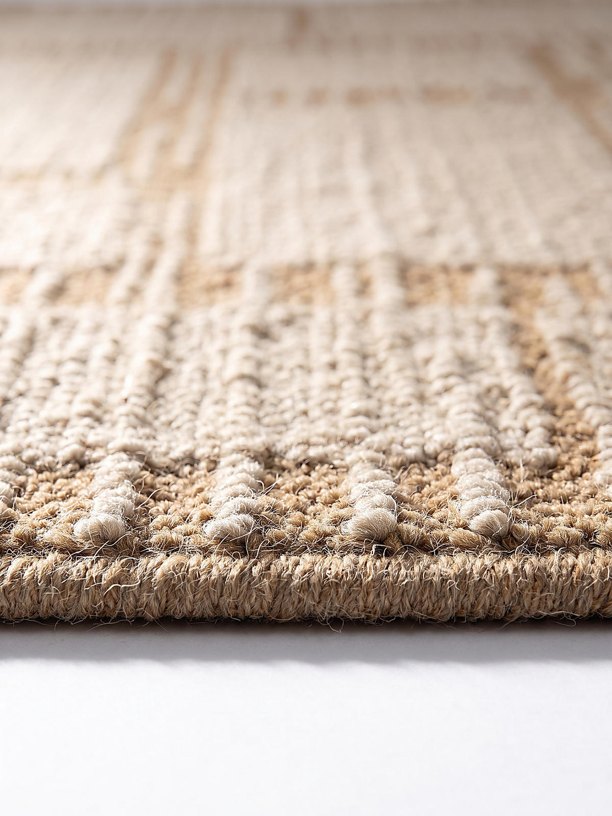 LÄUFER handgetuftet GANNEL, in Natur, Blockdesign, 80 x 230 cm - Beige, Textil (80/230cm) - KADIMA DESIGN