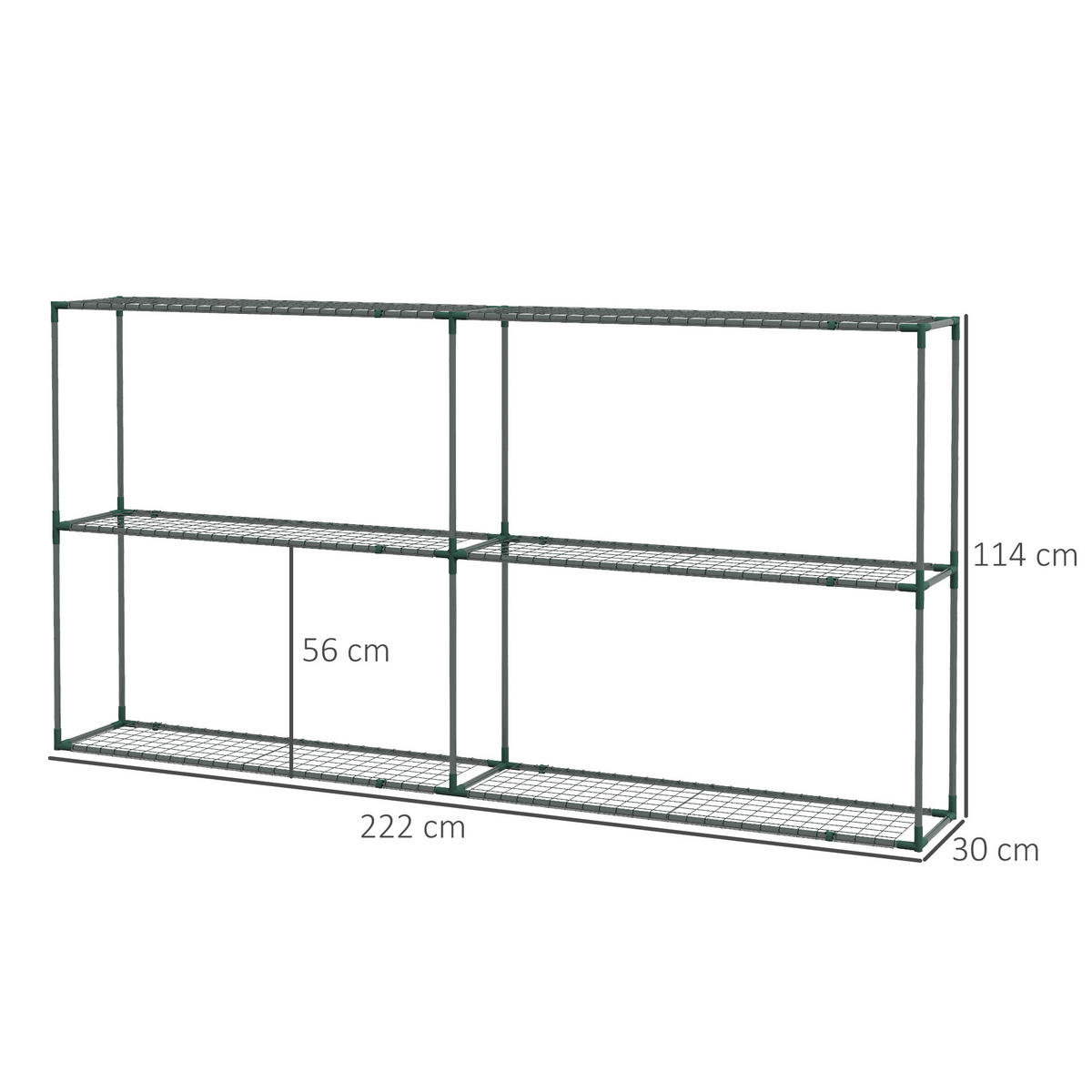 PFLANZENREGAL, Metall, Dunkelgrün - Dunkelgrün, Metall (30/114/222cm) - Outsunny