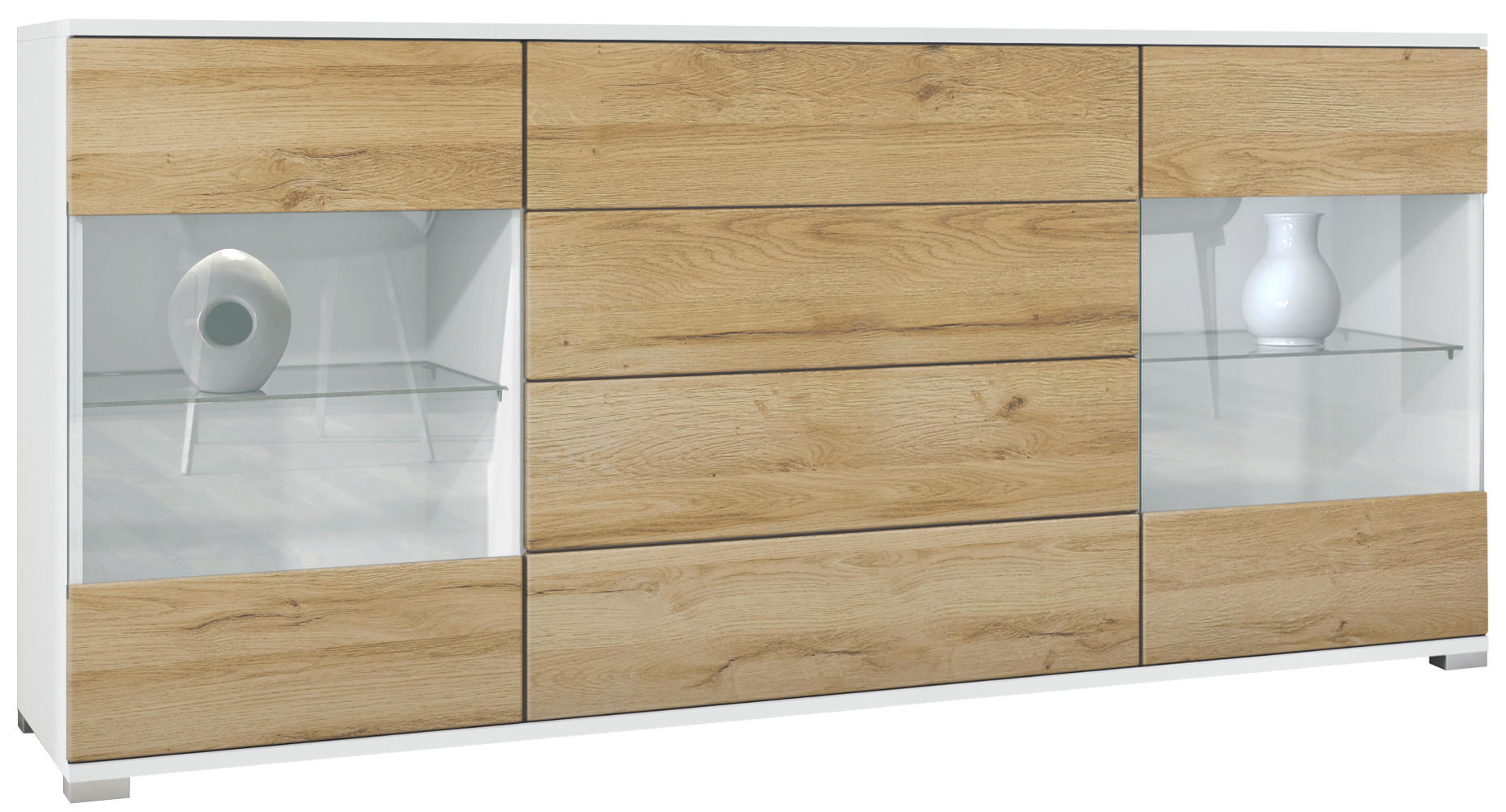 SIDEBOARD Bari Eiche Natur - Eichefarben, Holzwerkstoff (166.5/75.5/35cm) - Vladon
