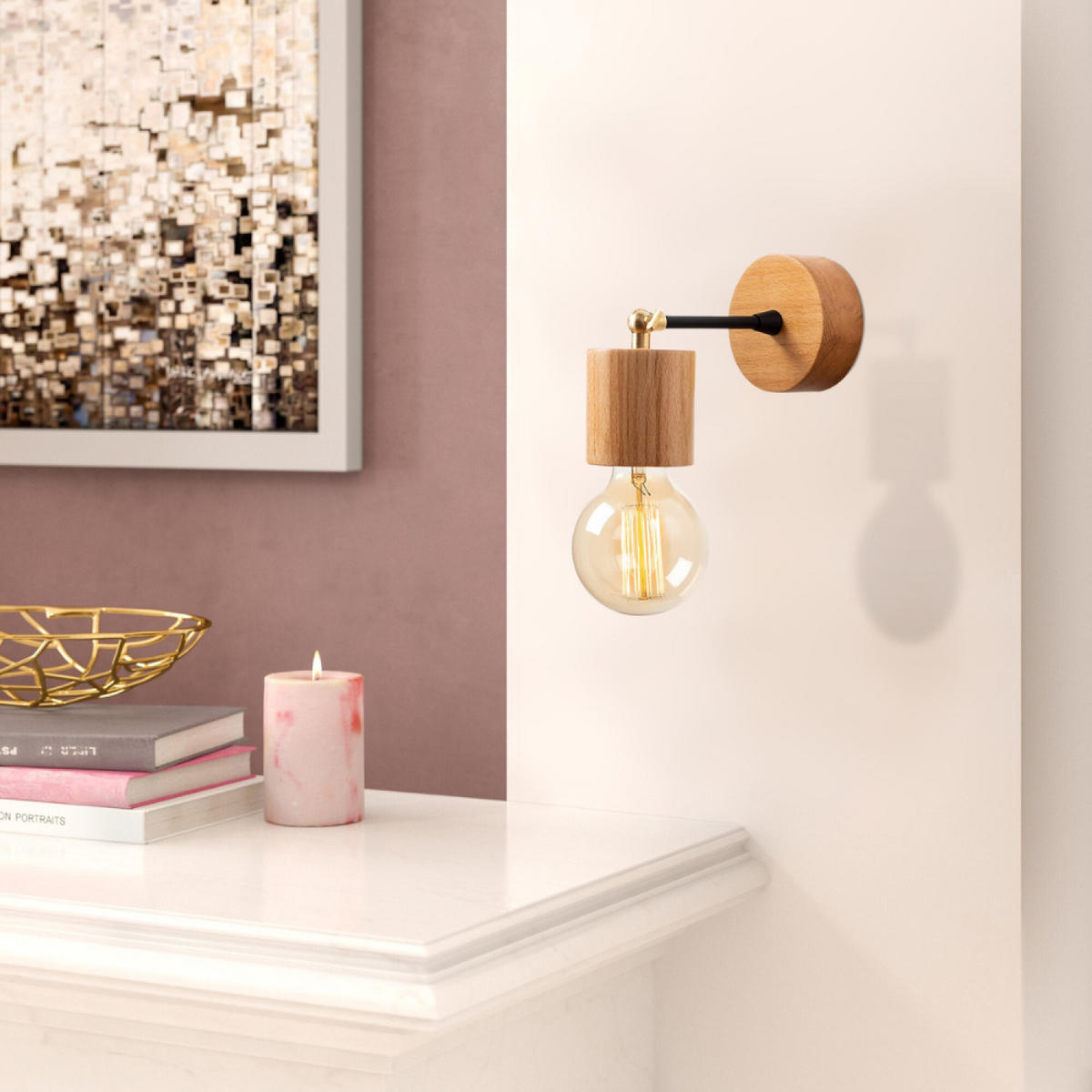 WANDLEUCHTE sonia farbe holz 40w - Braun, Holz (10/8/10cm) - Concept Usine