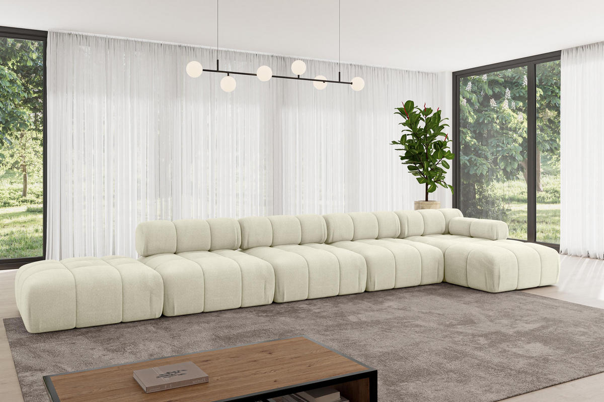 ECKSOFA modulares Sofa Lizur-L3 - 475x160x70 cm Beige Velours - Beige, Holzwerkstoff/Textil (475/160cm) - ALTDECOR