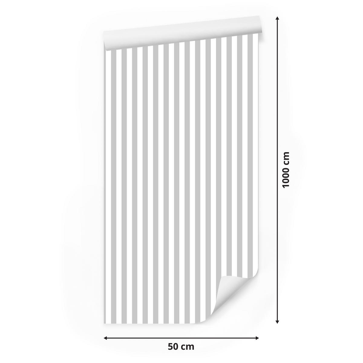 VLIESTAPETE Vertikale Streifen – Grau, Weiß – 50x1000 cm - Weiß/Grau, Papier (50/1000cm) - Muralo