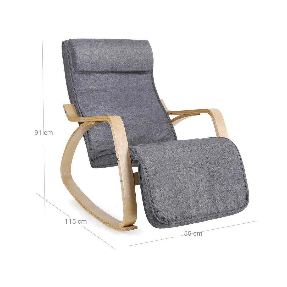 SCHAUKELSTUHL RELAXSTUHL - Grau, Holzwerkstoff (115/91/67cm) - Hansiro