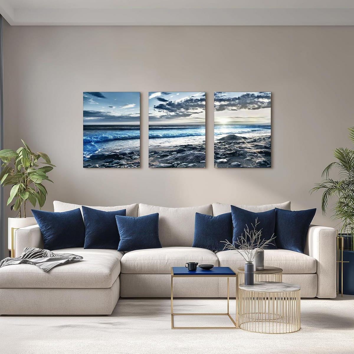 LEINWANDBILD Sonnenaufgang am Meer 40 x 30 cm - Blau, Textil (30/0.5cm)