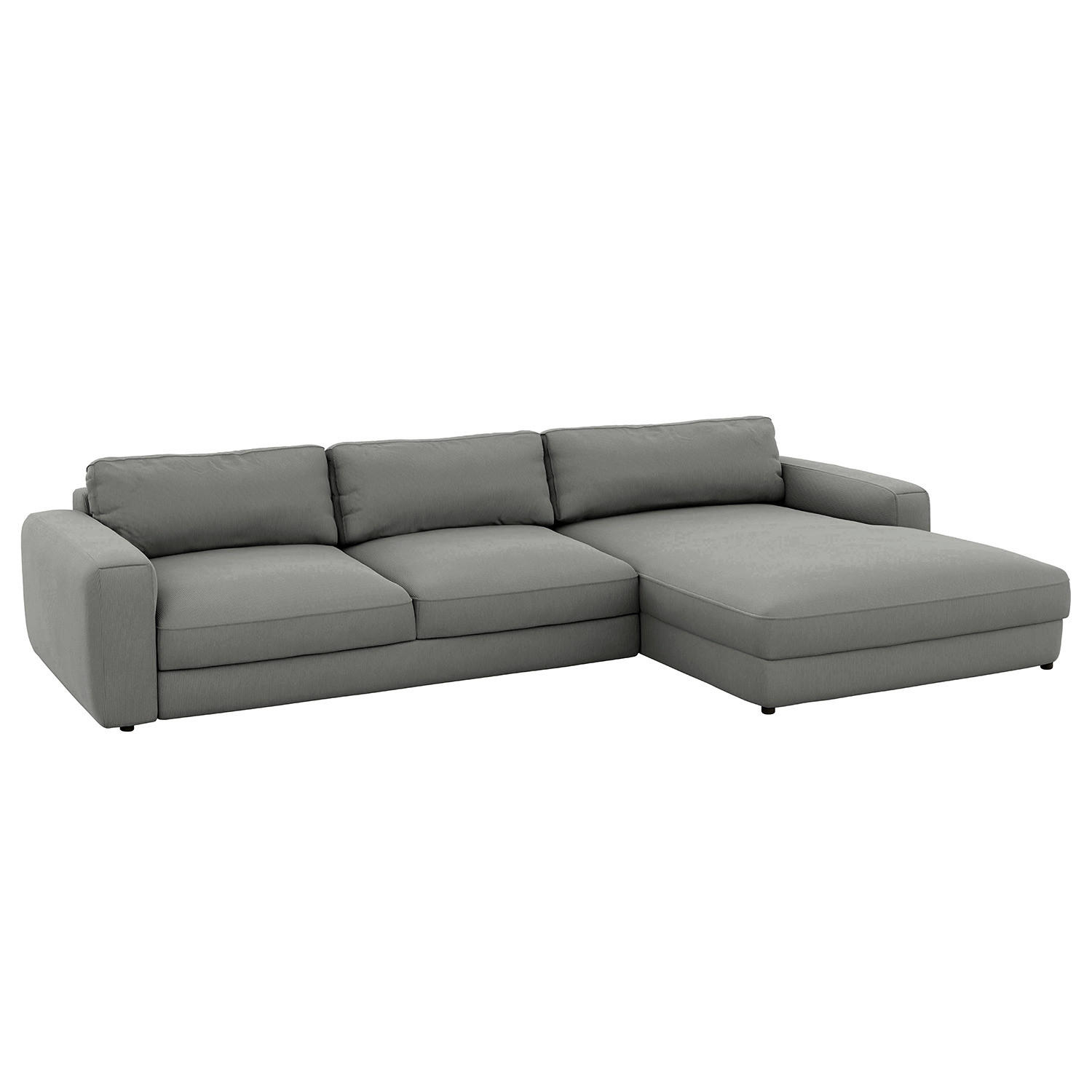 ECKSOFA mit Schlaffunktion - Dunkelgrau, Kunststoff/Textil (303/176cm) - home24
