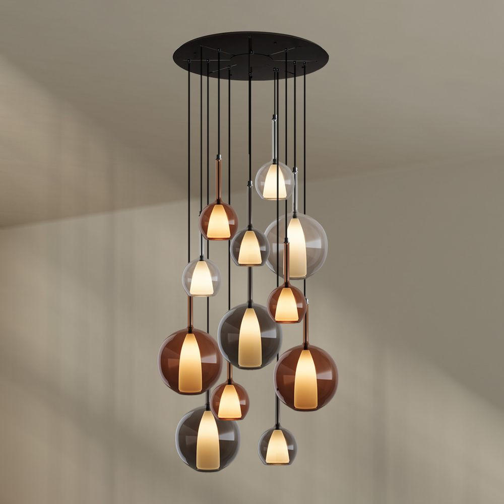 GALERIELEUCHTE Belluna 12-flammig Mehrfarbig Ø 14/24cm - Multicolor, Glas (24/24/45cm) - s.luce
