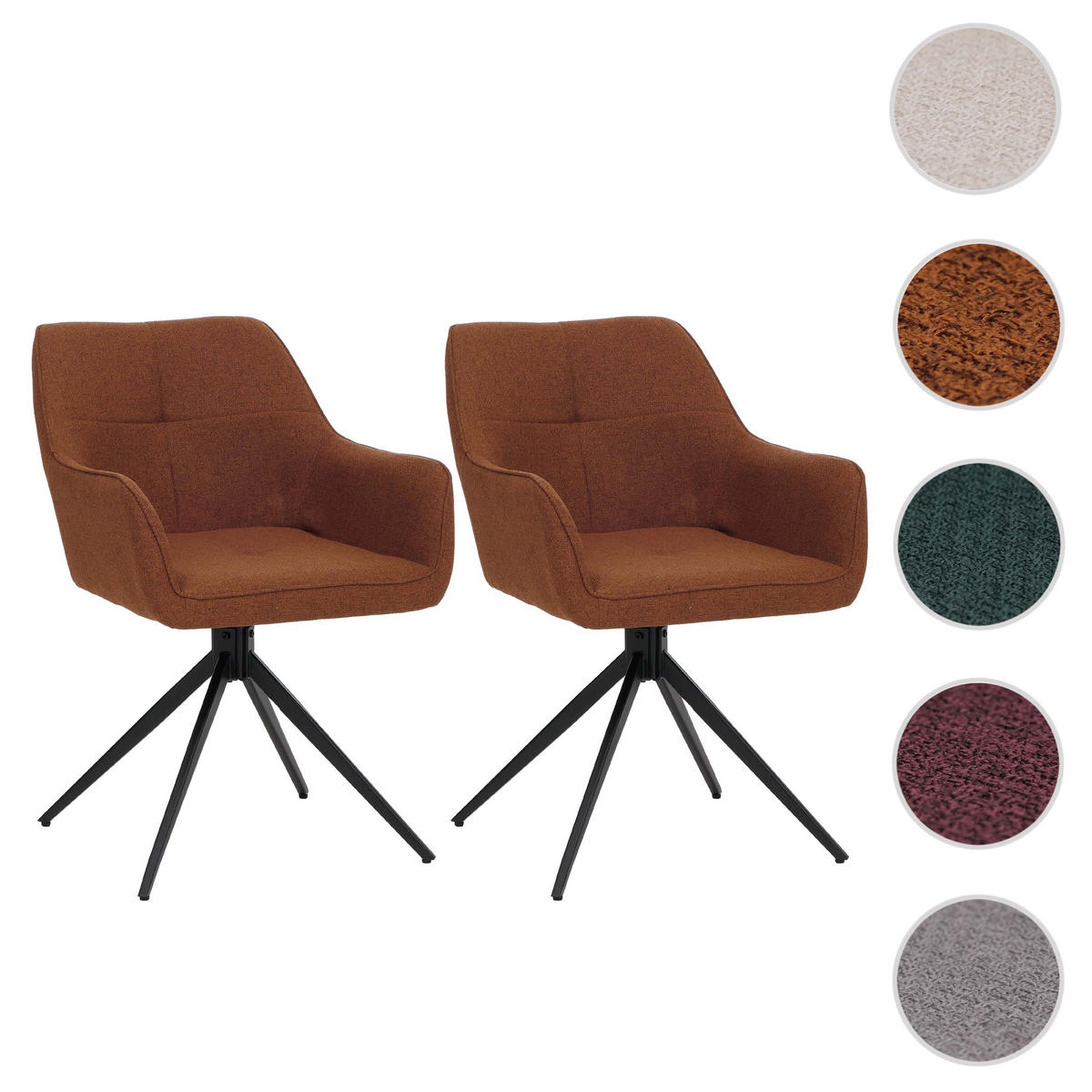 ESSZIMMERSTUHL Schwarz, Orange 2er-Set - Schwarz/Orange, Textil (53/80/59cm) - MCW