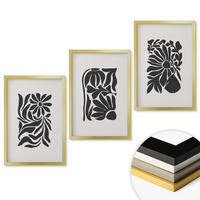 WANDBILDER 3er Set - 40x60 cm Goldrahmen - Abstrakte Pflanzenmuster - Goldfarben, Kunststoff (40/60cm) - ArtPrintCave