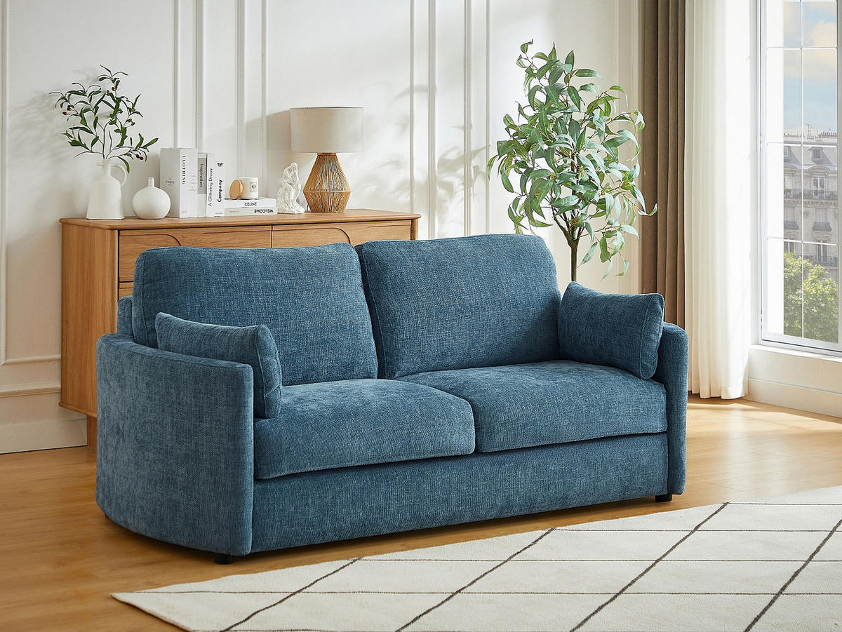SCHLAFSOFA - 3 Personen - Stoff - Blau - - Blau, Textil (199/88/97cm) - Vente-Unique