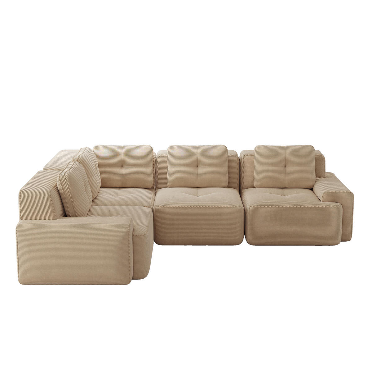 ECKSOFA 295/206/69 cm Beige aus Cordstoff modular kein Aufbau erforderlich - Beige, Textil (206/295cm) - OKWISH