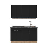 JEDNODUCHÁ KUCHYNĚ Fame-Line, černé pruhy/dub Goldkraft, 140 cm, AP antracit - medově dubová/černá, kompozitní dřevo (140/81.6/60cm) - Vicco