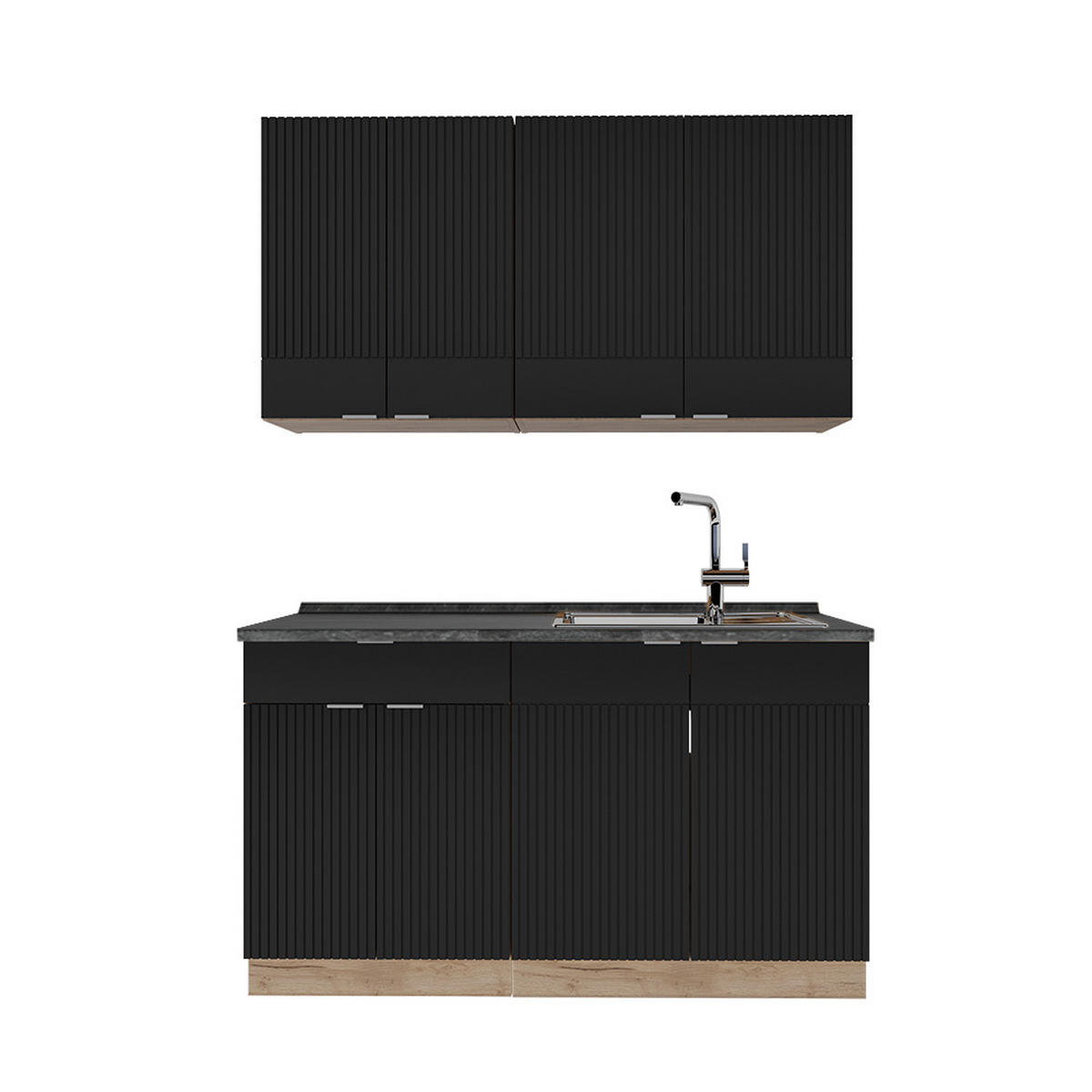 JEDNODUCHÁ KUCHYNĚ Fame-Line, černé pruhy/dub Goldkraft, 140 cm, AP antracit - medově dubová/černá, kompozitní dřevo (140/81.6/60cm) - Vicco