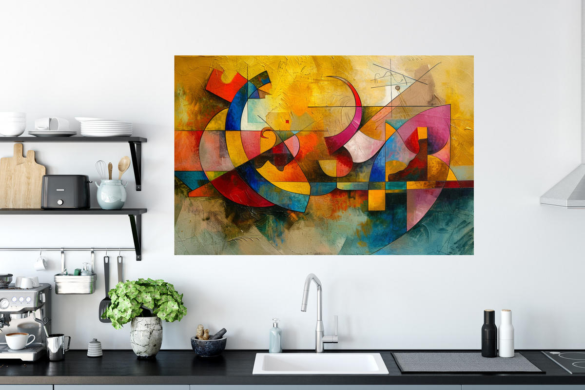WANDTATTOO Kunst - Abstrakt - Modern 120x80 cm - Gelb, Kunststoff (120/80/0.1cm) - MuchoWow