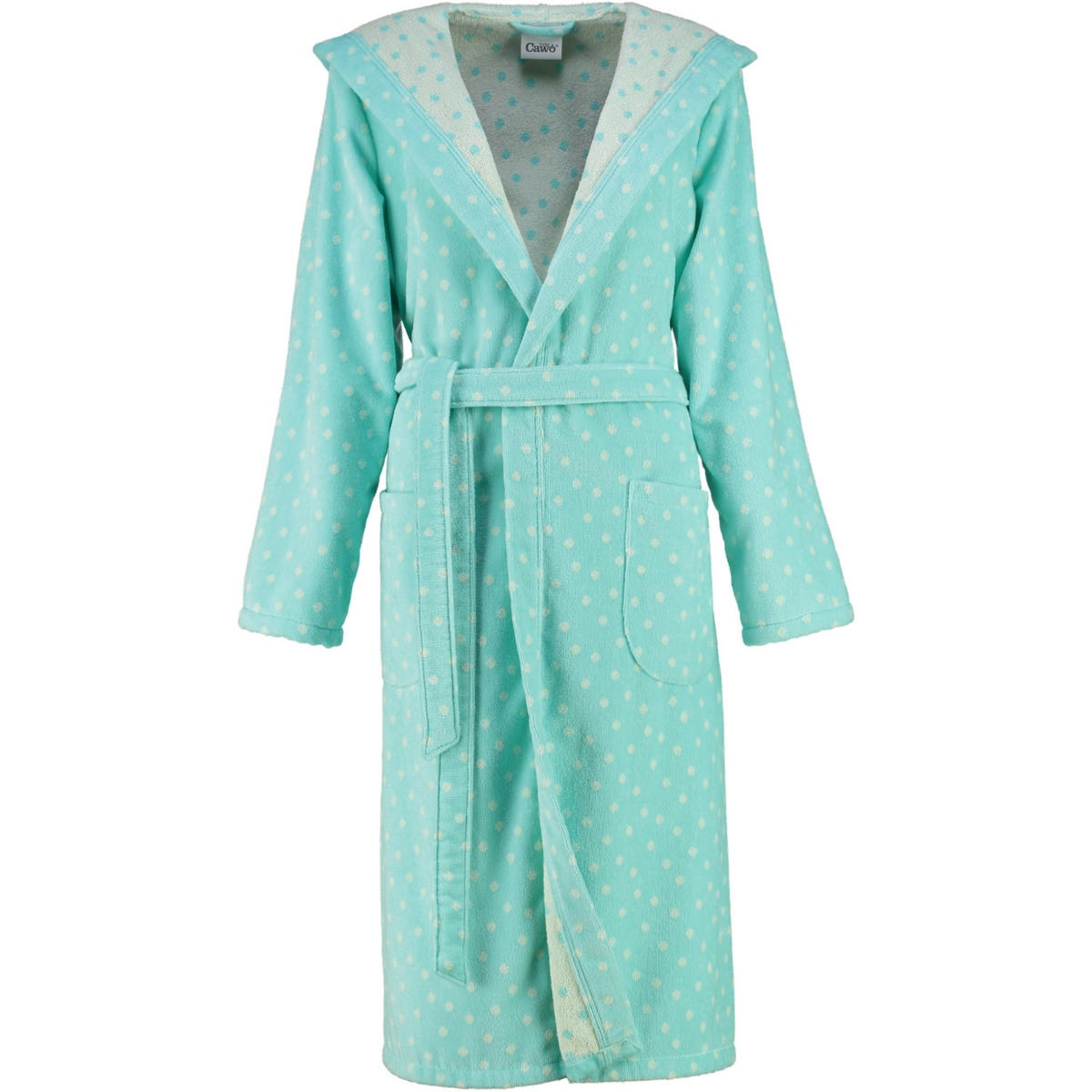 BADEMANTEL DAMEN KAPUZE PUNKTE 5496 MINT - 43 - Grün, Textil (XLnull) - Cawoe