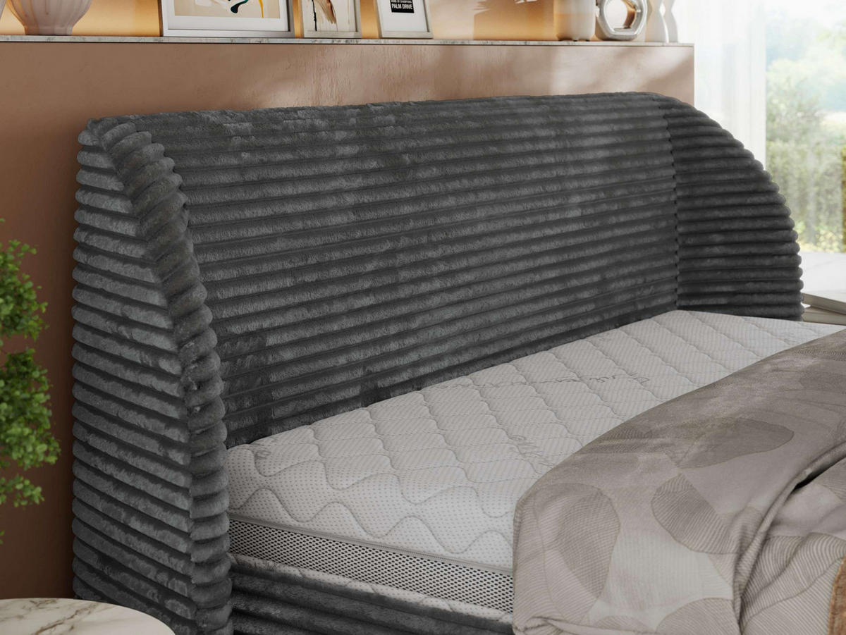 POLSTERBETT CAELA CLASSIC 200/200 - Grau Cord - ELORI LUX - Grau, Textil (200/200cm) - MKS