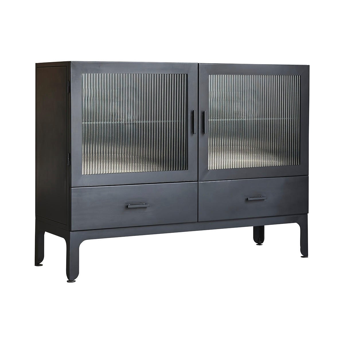 VITRINENSCHRANK Emil Schwarz aus Metall - Schwarz, Metall (120/90/42cm) - Tikamoon