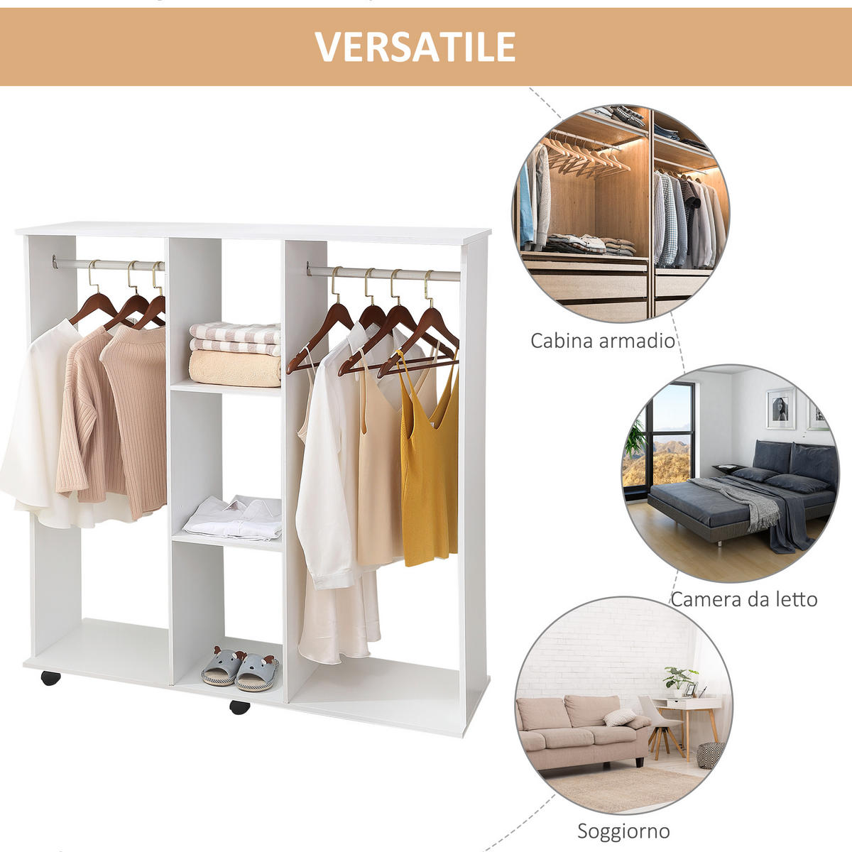 KLEIDERSCHRANK Weiß 1 Stück - Weiß, Holzwerkstoff (40/128/120cm) - GiPP