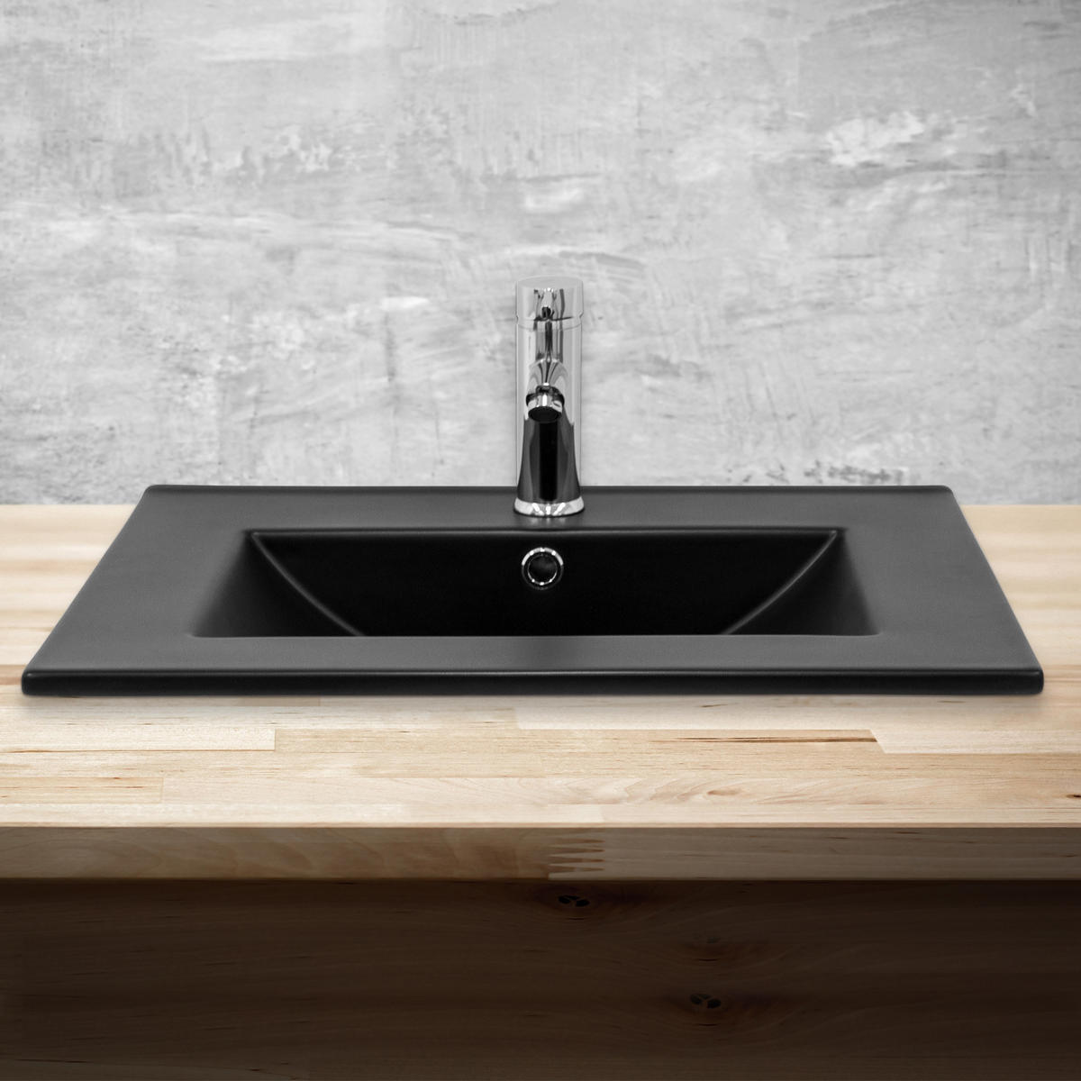 WASCHBECKEN - Schwarz, Keramik (47/17.5/61.5cm) - ML-DESIGN