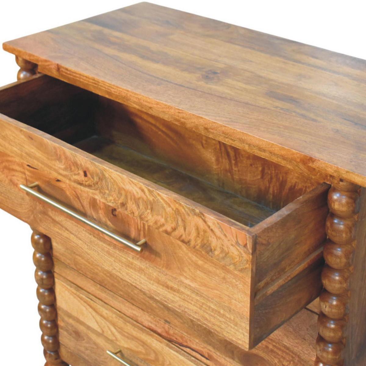 KOMMODE mit Amber-Eichen-Finish, 3 Schubladen, gedrechselte Spindelbeine, braun - Braun, Holz/Metall (90/87/42cm) - Artisan Furniture