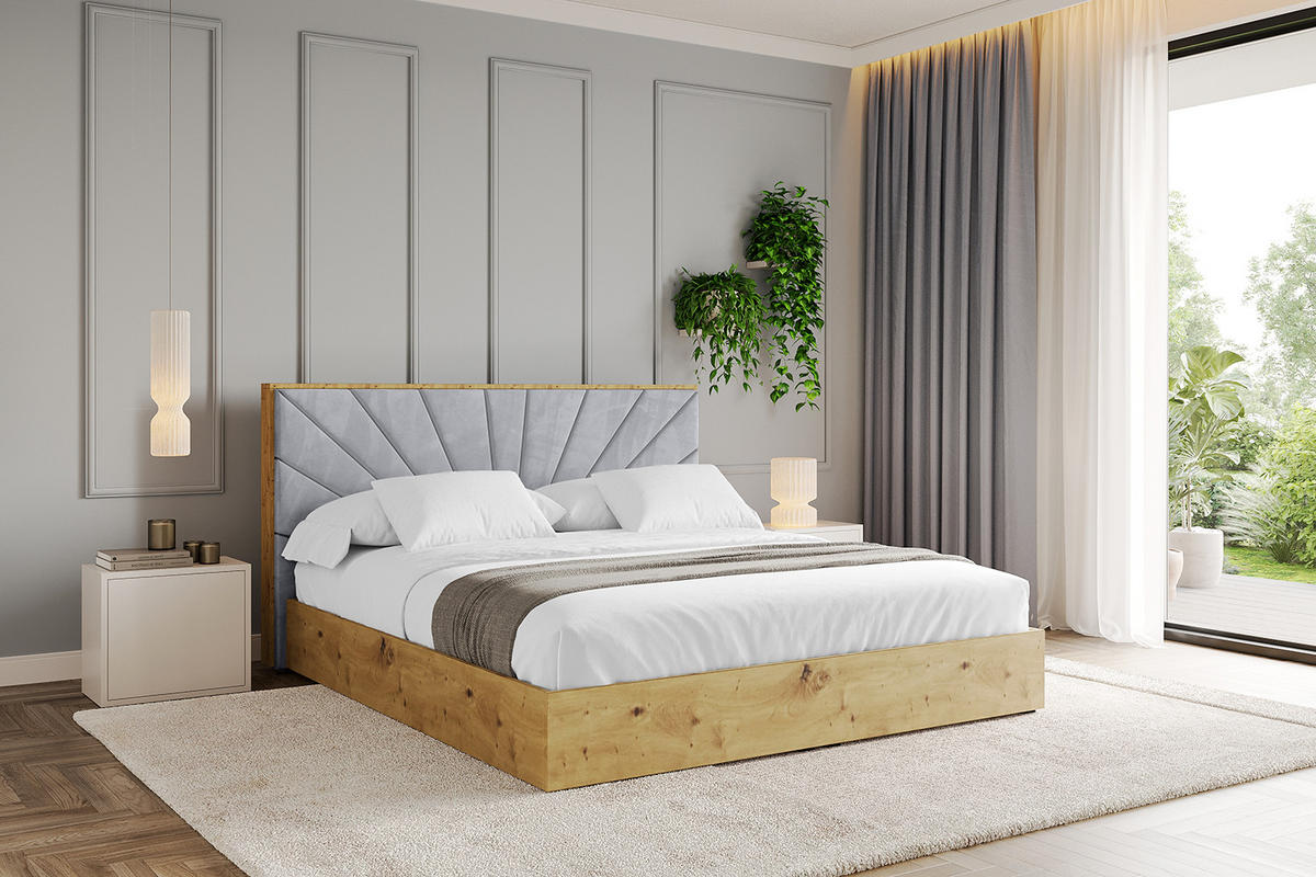 POLSTERBETT mit Bettkasten und Lattenrost, Bett mit Matratze H3/H4 - ENZO6 180x200 Hellgrau - Hellgrau, Holzwerkstoff/Textil (180/200cm) - ALTDECOR