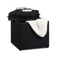 SITZHOCKER Schwarz mit Stauraum 42x40,5 cm - Schwarz, Holzwerkstoff/Textil (40.5/42/40.5cm) - Relaxdays