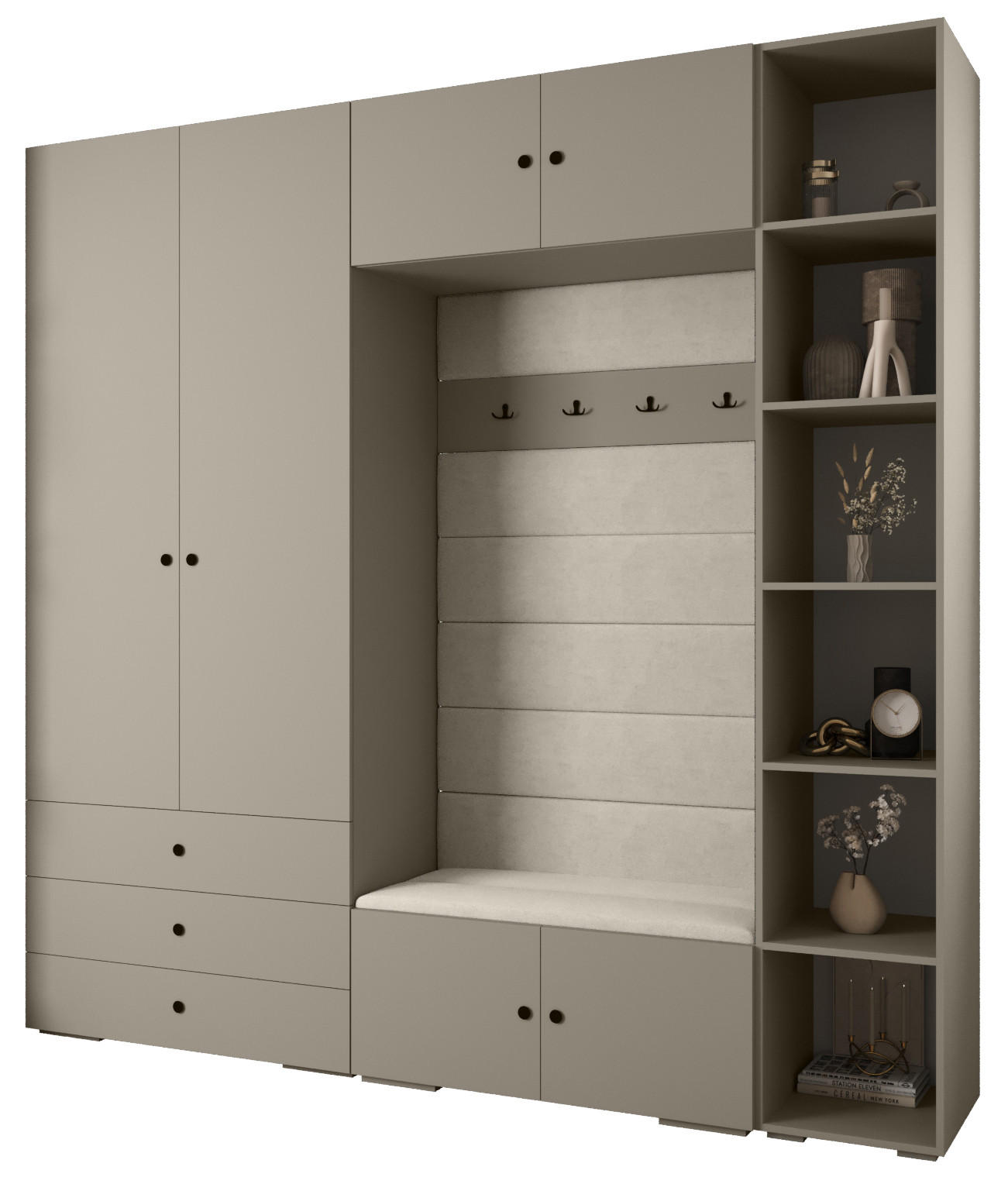 GARDEROBEN-SET 236,7/240/47 - Kaschmir/Schwarz, Holz/Kunststoff (240/236.7/47cm) - Abiks Möbel