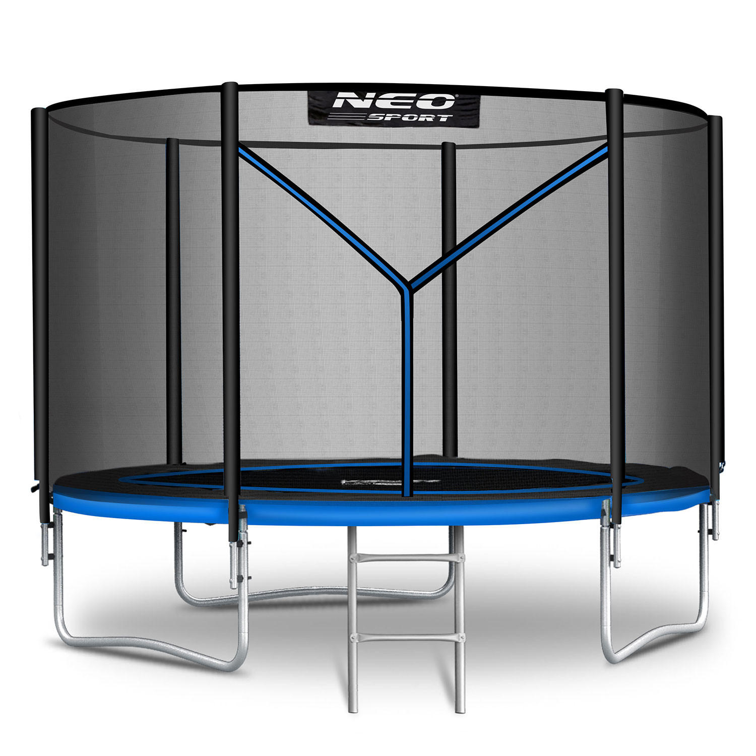 GARTENTRAMPOLIN 8 ft/252 cm mit Außennetz und Leiter - Blau, Metall (252/252cm)