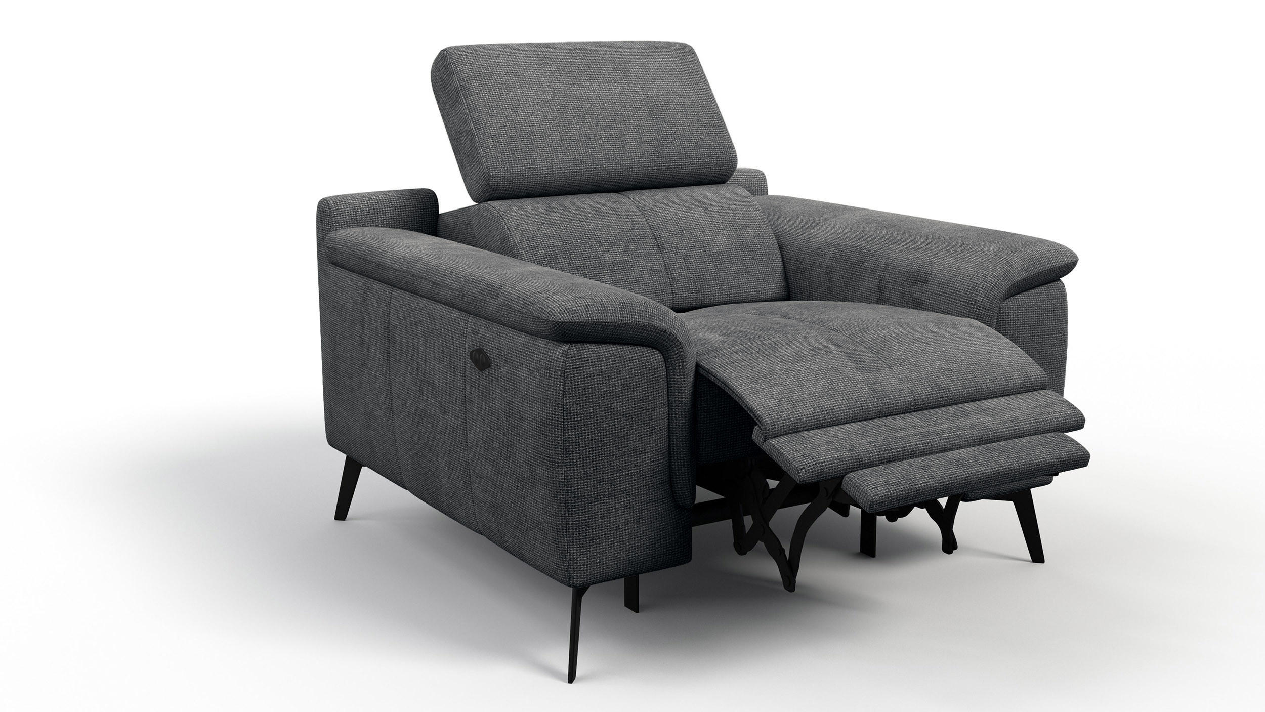 SESSEL FIERO mit Relaxfunktion, dunkelgrau - Dunkelgrau/Schwarz, Holzwerkstoff/Textil (114/82/103cm) - Courtois Laville