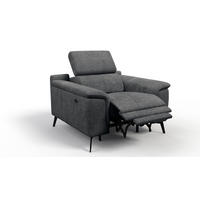 SESSEL FIERO mit Relaxfunktion, dunkelgrau - Dunkelgrau/Schwarz, Holzwerkstoff/Textil (114/82/103cm) - Courtois Laville