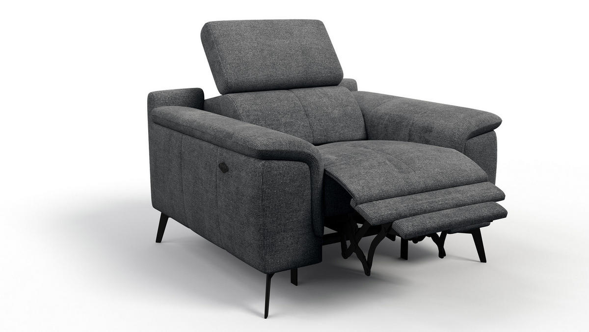 SESSEL FIERO mit Relaxfunktion, dunkelgrau - Dunkelgrau/Schwarz, Holzwerkstoff/Textil (114/82/103cm) - Courtois Laville