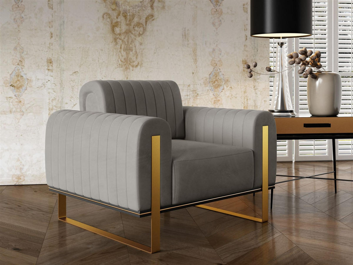 SOFASET Valerie 3-2-1 - Hellgrau, Holzwerkstoff/Textil (228/79/90cm) - Fun Möbel