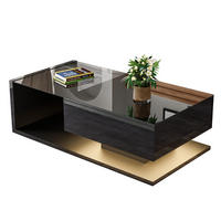 KONFERENČNÍ stolek, 105/55/32,5 cm černý, s tvrzeným sklem a LED osvětlením - černá, kompozitní dřevo (105/55/32.5cm) - BEAOK