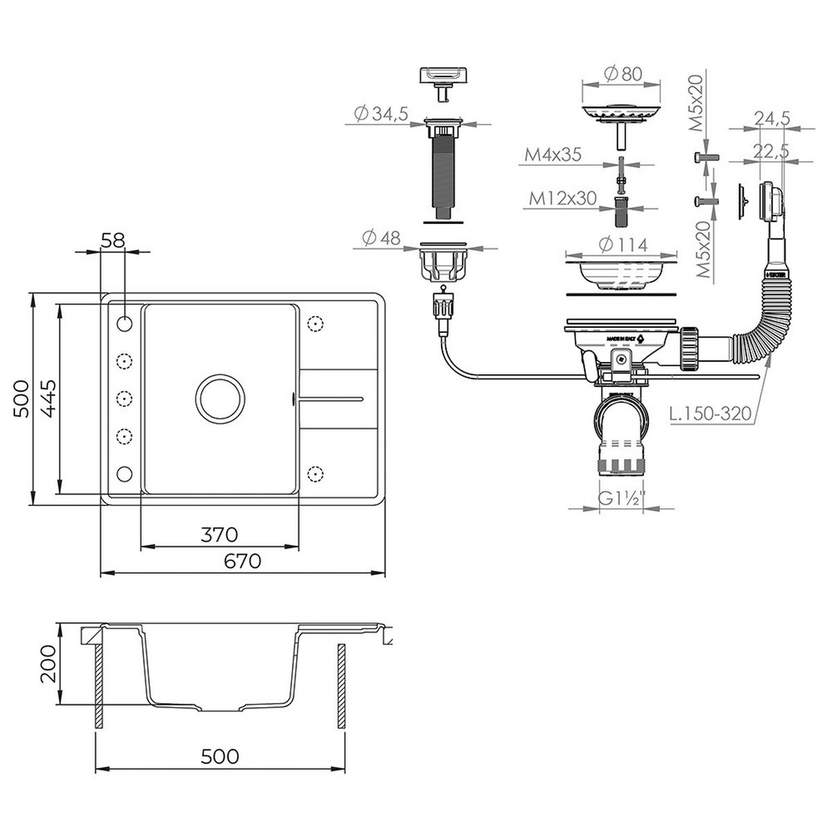 SPÜLBECKEN Osaka Beton 67 x 50 cm - Grau, Keramik (67/20/50cm) - Bergstroem