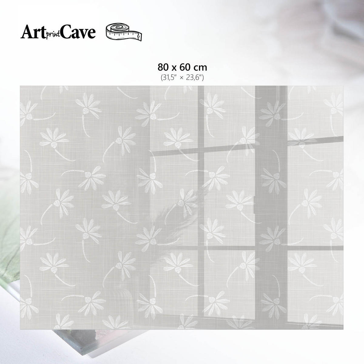 GLASPLATTE 80x60 cm – Blumen der Eleganz - Beige, Glas (0.4/80/60cm) - ArtPrintCave