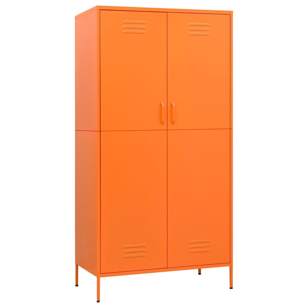 KLEIDERSCHRANK 2-Türig mit 4 verstellbaren Fächern 90/50/180 cm aus Stahl Orange - Orange, Holz/Metall (90/180/50cm) - vidaXL