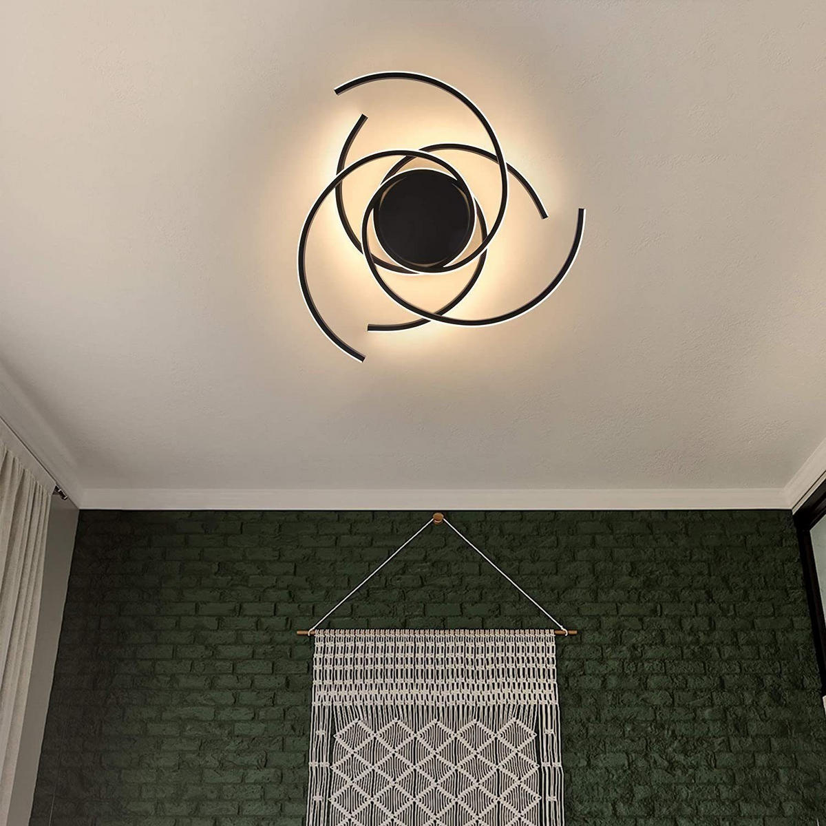 LED-DECKENLEUCHTE Klaus 56.5/53/12 cm - Schwarz, Metall (56.5/53/12cm) - Nettlife