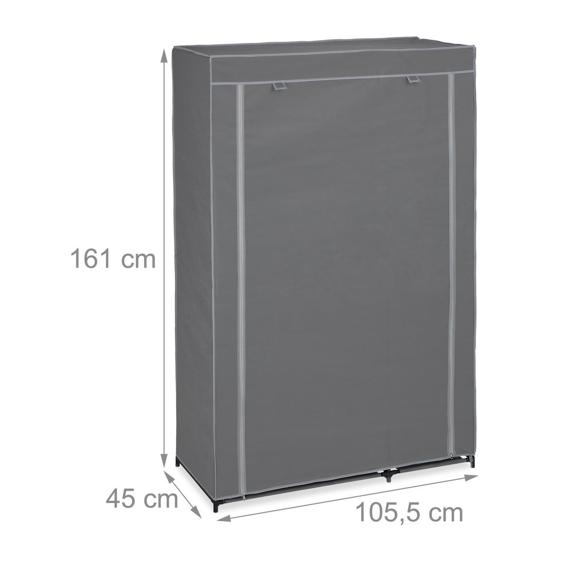 STOFFSCHRANK - Grau, Kunststoff/Textil (105.5/161/45cm) - Relaxdays