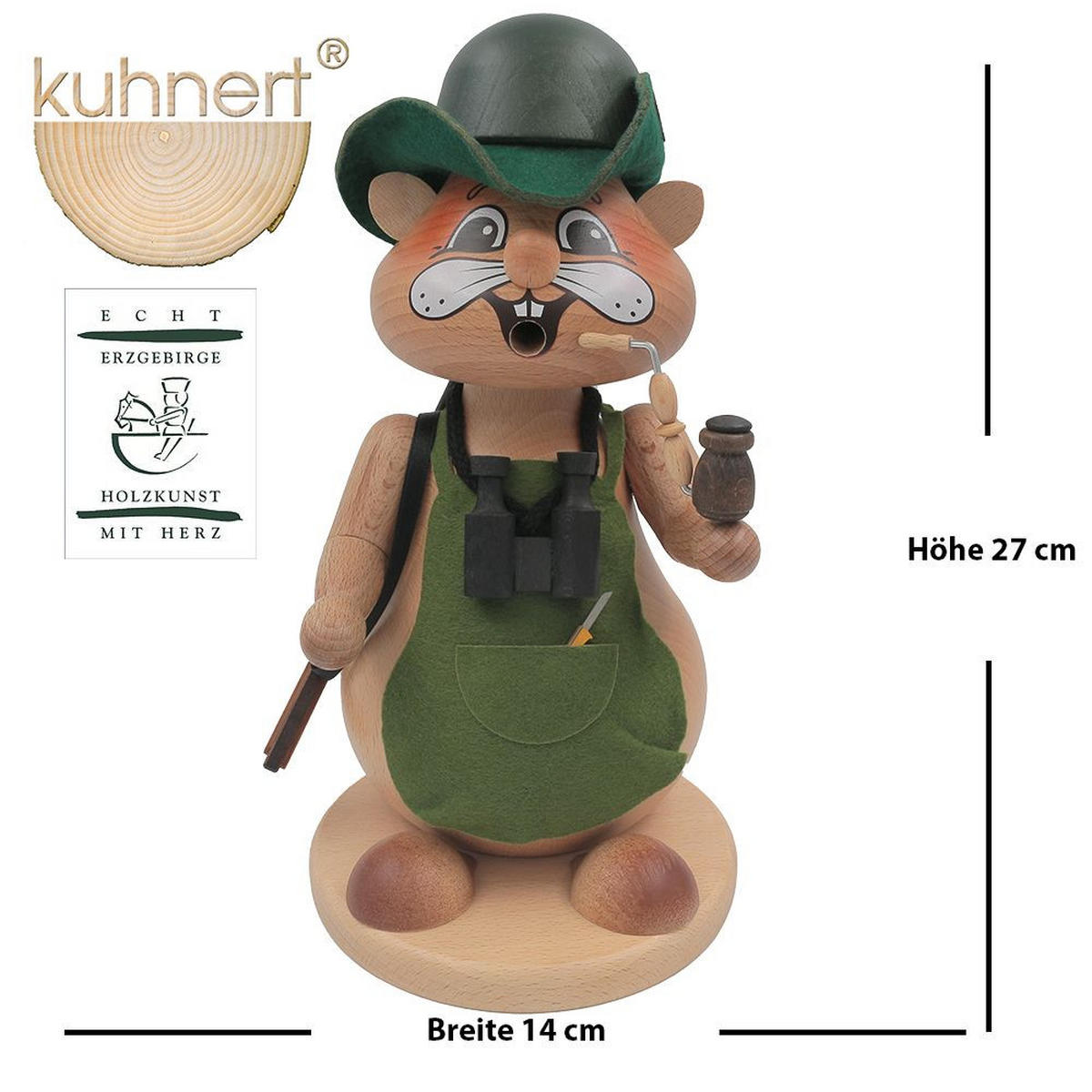 RAUCHFIGUR Hamster Jäger 24 cm - Multicolor, Holz (15/1/0.1cm)