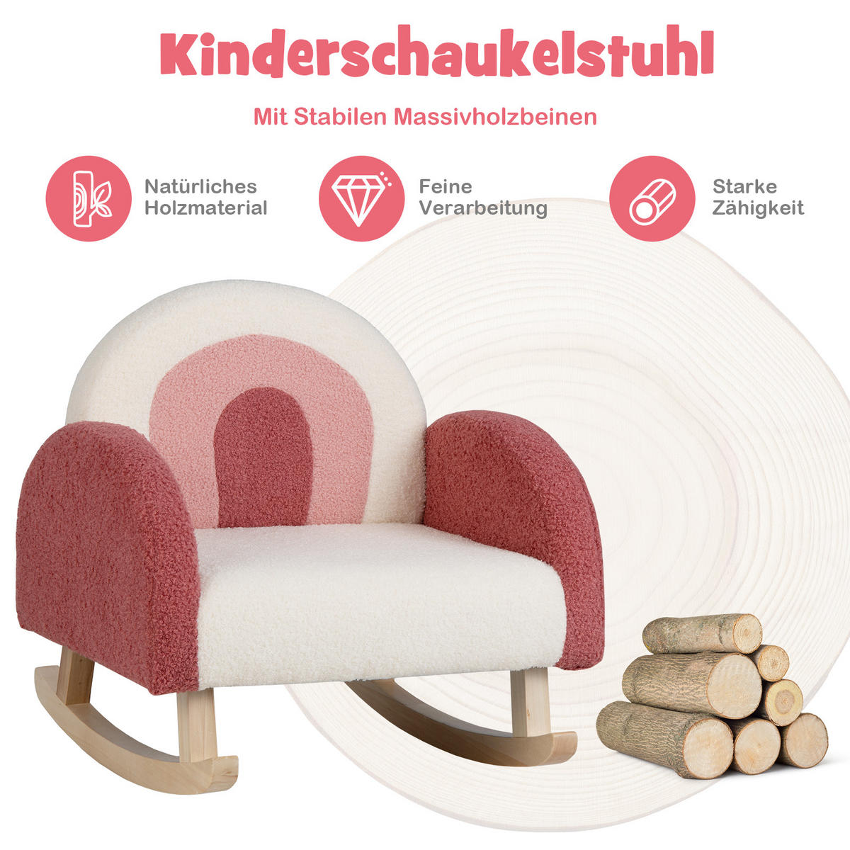 KINDERSOFA 51cm Rot - Rot, Textil (49/51/51cm) - COSTWAY